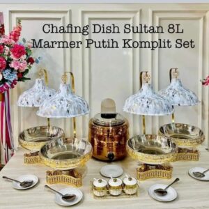 Chafing Dish Sultan 8L - Marmer Putih komplit set