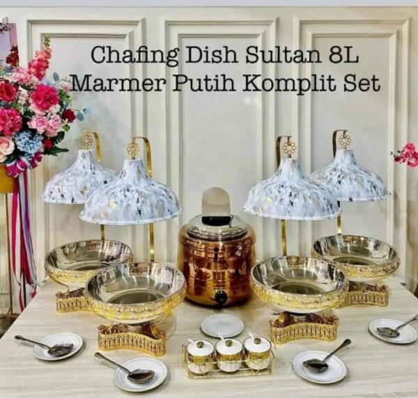 Chafing Dish Sultan 8L - Marmer Putih komplit set